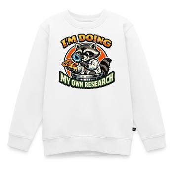 Eigene Forschung Waschbär Pizza - Kinder Premium Organic Sweatshirt - Weiß - Vorne - AI Model Kid Male (0cm)