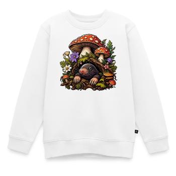 Waldmole im Pilzparadies - Kinder Premium Organic Sweatshirt - Weiß - Vorne - AI Model Kid Male (0cm)