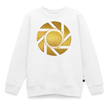 Goldene Glitzerlinse - Kinder Premium Organic Sweatshirt - Weiß - Vorne - AI Model Kid Male (0cm)