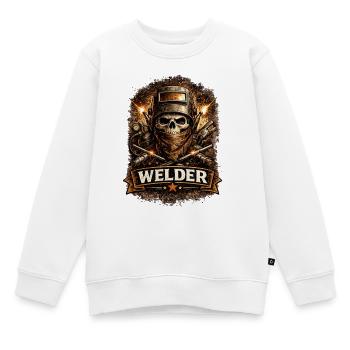 Schädel-Welder mit Funken - Kinder Premium Organic Sweatshirt - Weiß - Vorne - AI Model Kid Male (0cm)