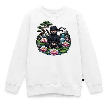 Méditation ninja au lac Lotus - Sweat Premium enfant bio - blanc - Devant - AI Model Kid Male (0cm)