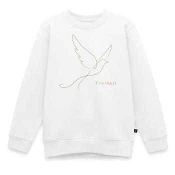 Goldene Freiheit – Filigrane Buchstaben & Taube - Kinder Premium Organic Sweatshirt - Weiß - Vorne - AI Model Kid Male (0cm)