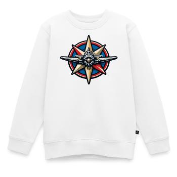Nordstern Flugzeug Kompass - Kinder Premium Organic Sweatshirt - Weiß - Vorne - AI Model Kid Male (0cm)