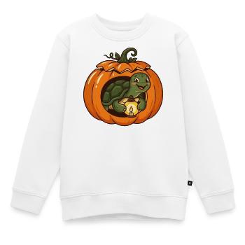 KürbisLaterne Schildkröte - Kinder Premium Organic Sweatshirt - Weiß - Vorne - AI Model Kid Male (0cm)