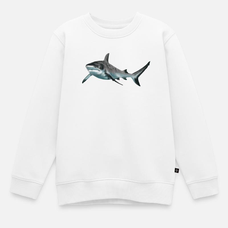 requin - Sweat Premium enfant bio - blanc