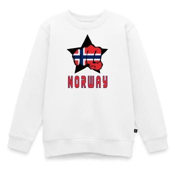 Norvège poing avec drapeau national cadeau drapeau - Sweat Premium enfant bio - blanc - Devant - AI Model Kid Male (0cm)