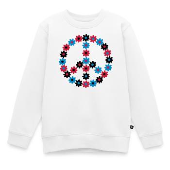 Blumen Friedenszeichen - Kinder Premium Organic Sweatshirt - Weiß - Vorne - AI Model Kid Male (0cm)