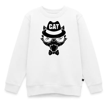 Chat chaton miaou chat domestique oeil de chat - Sweat Premium enfant bio - blanc - Devant - AI Model Kid Male (0cm)