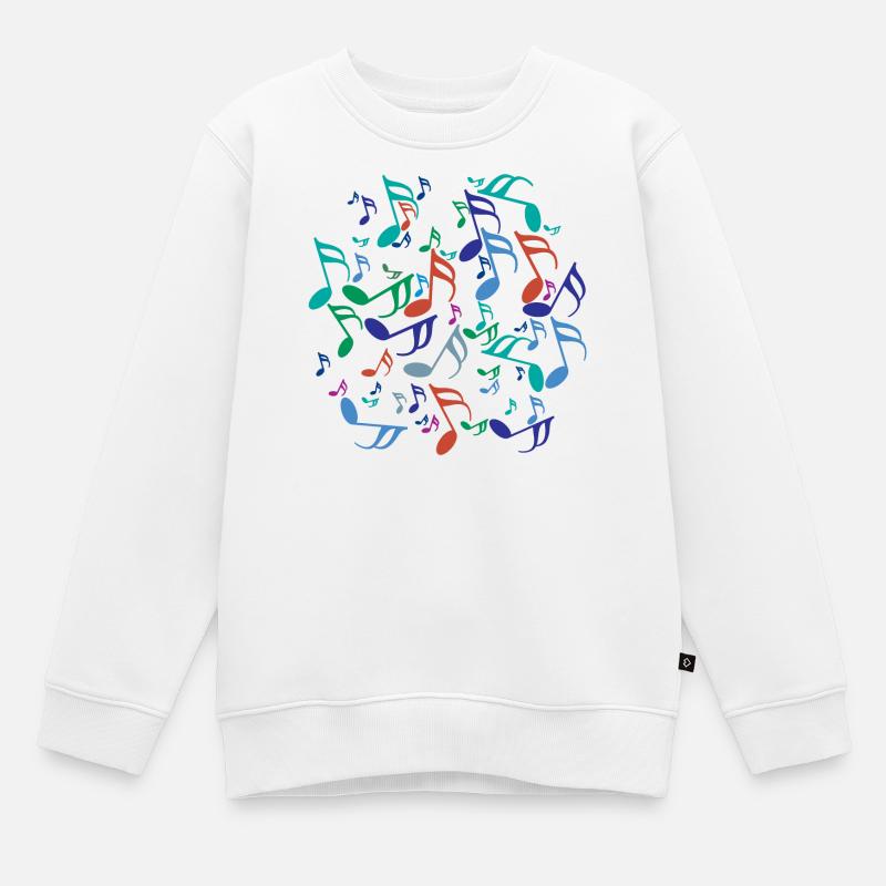 Notes de musique colorées - Sweat Premium enfant bio - blanc
