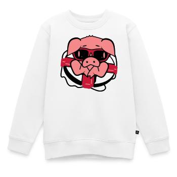 Schwein mit Brille und Rettungsring - Kinder Premium Organic Sweatshirt - Weiß - Vorne - AI Model Kid Male (0cm)