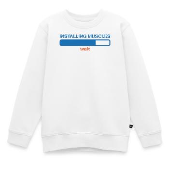 Lustig Sprüche Muskeln Muskelaufbau Witzig Humor - Kinder Premium Organic Sweatshirt - Weiß - Vorne - AI Model Kid Male (0cm)