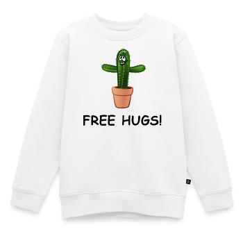 Kaktus breitet herzlich die Arme aus – FREE HUGS! - Kinder Premium Organic Sweatshirt - Weiß - Vorne - AI Model Kid Male (0cm)