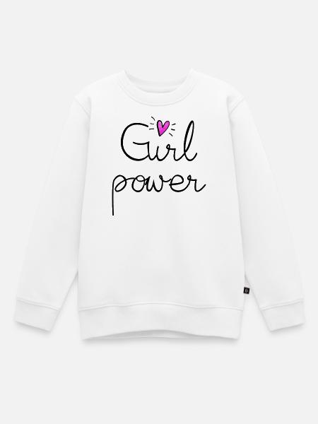 girl power mit herz rosa glitter - Kinder Premium Organic Sweatshirt - Weiß