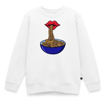 Pâtes spaghetti Asciutta Hunger Italie - Sweat Premium enfant bio - blanc - Devant - AI Model Kid Male (0cm)