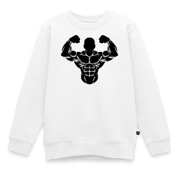 Muskelmann Bodybuilder Fitnessstudio Workout Gym - Kinder Premium Organic Sweatshirt - Weiß - Vorne - AI Model Kid Male (0cm)