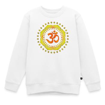 OM SYMBOL OM orange-jaune-vert - Sweat Premium enfant bio - blanc - Devant - AI Model Kid Male (0cm)