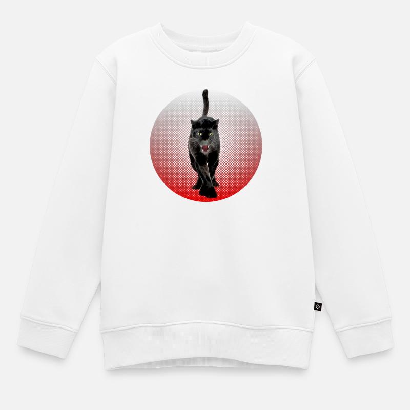 Noir Cougar schwarzer Panther CB Chat Noir - Sweat Premium enfant bio - blanc