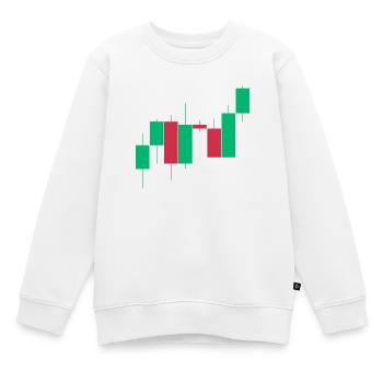 Aktien Crypto ETF Börse Kerzen chart candle sticks - Kinder Premium Organic Sweatshirt - Weiß - Vorne - AI Model Kid Male (0cm)
