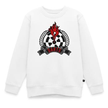 Flammendes Dartboard Emblem - Kinder Premium Organic Sweatshirt - Weiß - Vorne - AI Model Kid Male (0cm)