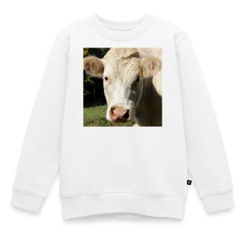 Affiche vache - Sweat Premium enfant bio - blanc - Devant - AI Model Kid Male (0cm)