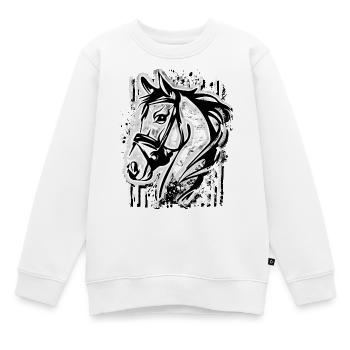 Reiten - Reiter - Reitsport - Pferdekopf - Stute - Kinder Premium Organic Sweatshirt - Weiß - Vorne - AI Model Kid Male (0cm)
