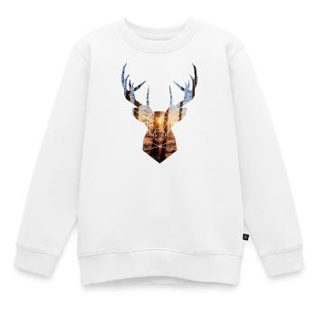 Winterwald Hirschkopf und Sonne - Kinder Premium Organic Sweatshirt - Weiß - Vorne - AI Model Kid Male (0cm)