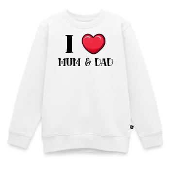 J'aime maman papa papa maman parents famille - Sweat Premium enfant bio - blanc - Devant - AI Model Kid Male (0cm)