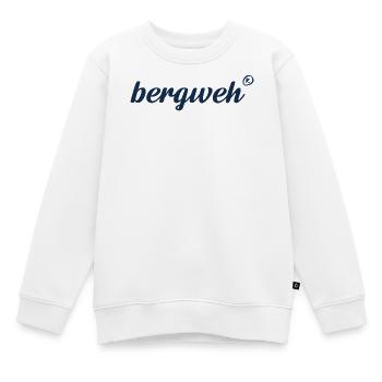 bergweh® Schriftzug dunkelblau - Exklusiv - Kinder Premium Organic Sweatshirt - Weiß - Vorne - AI Model Kid Male (0cm)