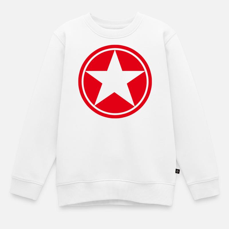 Etoile dans rond rouge cinq branches pentagramme - Sweat Premium enfant bio - blanc