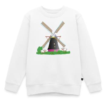 Moulin à vent avec des moutons - Sweat Premium enfant bio - blanc - Devant - AI Model Kid Male (0cm)