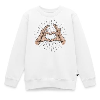 Emotionen Menschlichkeit Frieden Liebe Herz - Kinder Premium Organic Sweatshirt - Weiß - Vorne - AI Model Kid Male (0cm)
