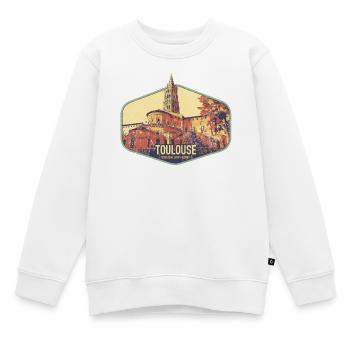 Retro-Abzeichen, Toulouse Frankreich ist meine Heimatstadt - Kinder Premium Organic Sweatshirt - Weiß - Vorne - AI Model Kid Male (0cm)