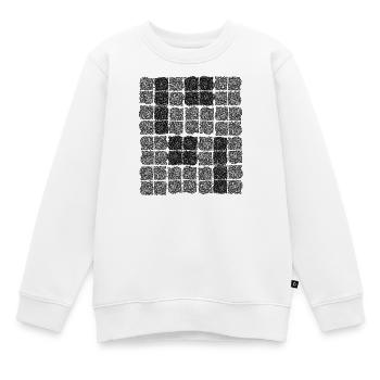 Abstraktes Zellenmuster in Schwarz Weiß - Kinder Premium Organic Sweatshirt - Weiß - Vorne - AI Model Kid Male (0cm)