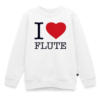 I LOVE FLUTE Flöte - Kinder Premium Organic Sweatshirt - Weiß - Vorne - AI Model Kid Male (0cm)