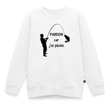 Pardon j'ai pêché - Sweat Premium enfant bio - blanc - Devant - AI Model Kid Male (0cm)