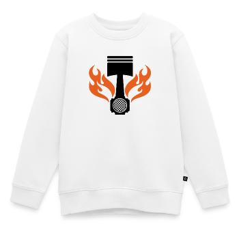Flaming Piston - Car Auto Racing - Car Auto Window - Sweat Premium enfant bio - blanc - Devant - AI Model Kid Male (0cm)