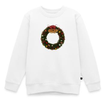 Weihnachtskranz mit Glocken und Schleife - Kinder Premium Organic Sweatshirt - Weiß - Vorne - AI Model Kid Male (0cm)
