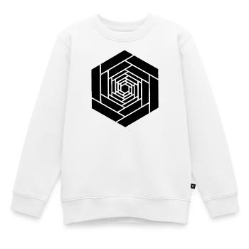 Hexagone infini noir fleur - Sweat Premium enfant bio - blanc - Devant - AI Model Kid Male (0cm)