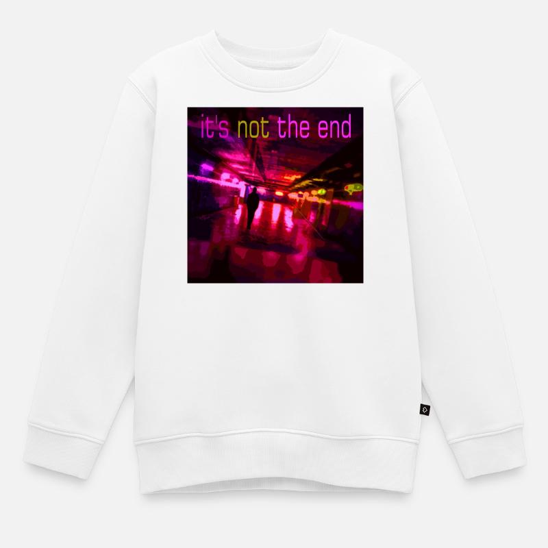 Sentier des néons de la nuit - Sweat Premium enfant bio - blanc