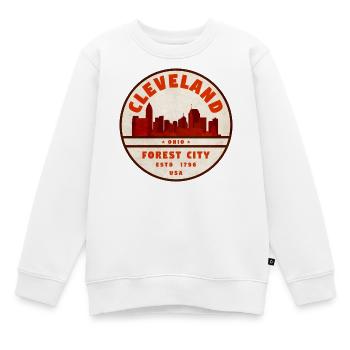 Insigne vintage Cleveland Skyline - Sweat Premium enfant bio - blanc - Devant - AI Model Kid Male (0cm)