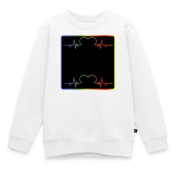 NAMENSSCHILD - SELBST GESTALTEN - REGENBOGENFARBEN - Kinder Premium Organic Sweatshirt - Weiß - Vorne - AI Model Kid Male (0cm)