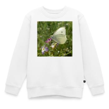 Papillon blanc sur fleur rose - Sweat Premium enfant bio - blanc - Devant - AI Model Kid Male (0cm)