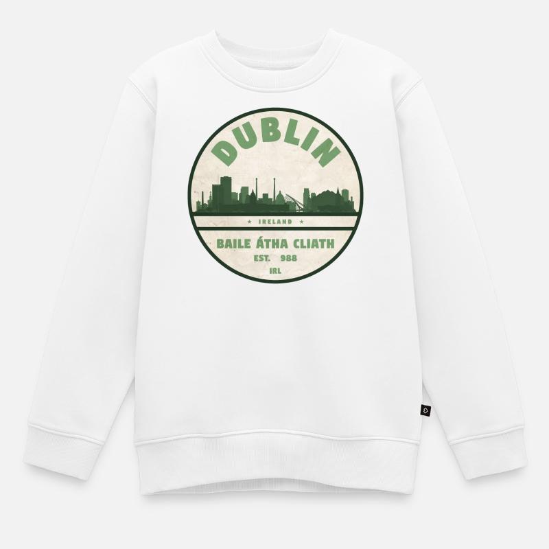 Dublin Irlande - Sweat Premium enfant bio - blanc