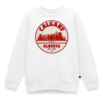 Calgary Skyline Vintage Abzeichen Alberta - Kinder Premium Organic Sweatshirt - Weiß - Vorne - AI Model Kid Male (0cm)