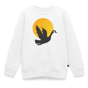 Gänsesilhouette Tagesanbruch, vogelmotiv unisex - Kinder Premium Organic Sweatshirt - Weiß - Vorne - AI Model Kid Male (0cm)
