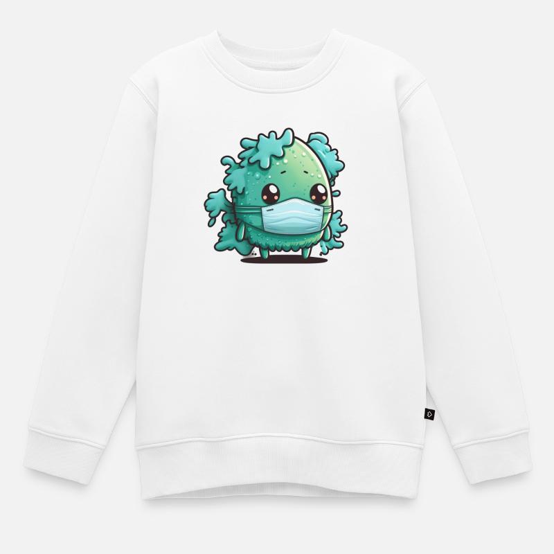 Bactérie avec masque - Sweat Premium enfant bio - blanc