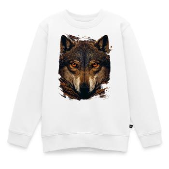 Visage de loup brun - Sweat Premium enfant bio - blanc - Devant - AI Model Kid Male (0cm)
