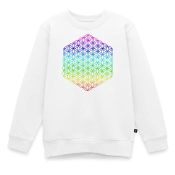 Fleur de Vie - 5ème Dimension - Mandala - Sweat Premium enfant bio - blanc - Devant - AI Model Kid Male (0cm)