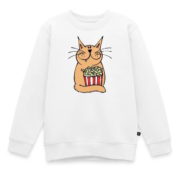 Soirée cinéma chat films regarder cinéma soirée télévision - Sweat Premium enfant bio - blanc - Devant - AI Model Kid Male (0cm)