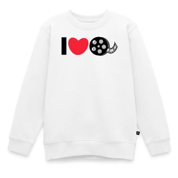 Déclaration de cœur J’aime les films Regarder des films - Sweat Premium enfant bio - blanc - Devant - AI Model Kid Male (0cm)